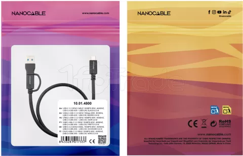 Photo de Cable Nanocable USB-A/USB-C vers USB-C M/M 3m (Noir)