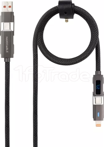Photo de Cable Nanocable USB-A/USB-C vers USB-C/Lightning M/M 1m (Noir)