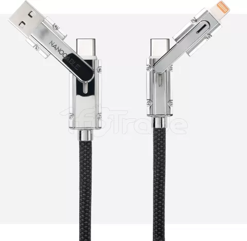 Photo de Cable Nanocable USB-A/USB-C vers USB-C/Lightning M/M 1m (Noir/Gris)