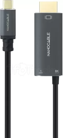Photo de Cable Nanocable USB-C vers HDMI mâle/USB-C femelle 1.8m (Noir)