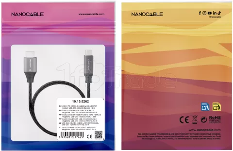 Photo de Cable Nanocable USB-C vers HDMI M/M 1.8m (Noir)