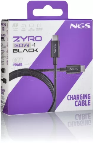 Photo de Cable NGS Zyro USB-C M/M 1m 60W (Noir)