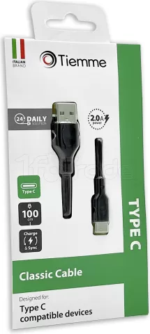 Photo de Câble Tiemme Classic USB type A - C M/M 18W 1m (Noir)