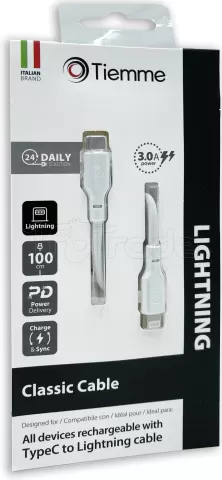 Photo de Câble Tiemme Classic USB type C - Lightning M/M 20W 1m (Blanc)