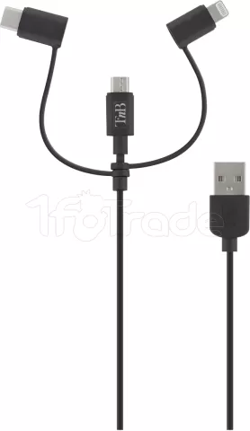 Photo de Câble T'nB 3en1 USB - Lightning / Micro-USB / USB-C M/M 1,5m (Noir)