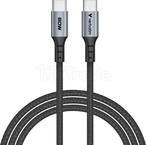 Photo de Câble USB-C Verbatim Sync & Charge 1,2m M/M 60W (Gris/Noir)