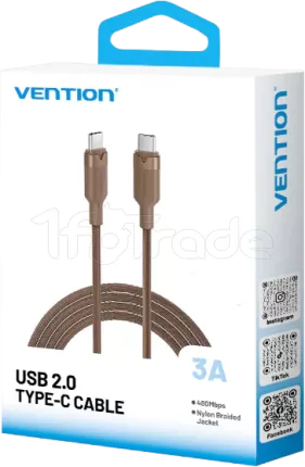 Photo de Cable Vention USB-C M/M 1m 60W (Marron)