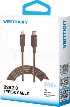 Photo de Cable Vention USB-C M/M 2m 240W (Marron)