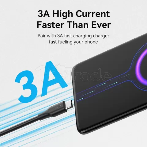 Photo de Cable Vention USB Type A - Type C M/M 1m (Blanc)