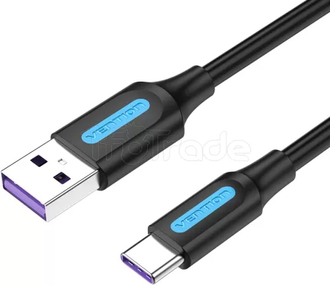 Photo de Cable Vention USB Type A - Type C M/M 5A 0,5m (Noir)