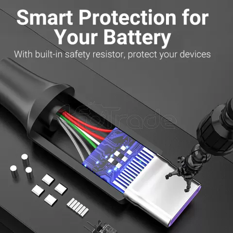 Photo de Cable Vention USB Type A - Type C M/M 5A 0,5m (Noir)