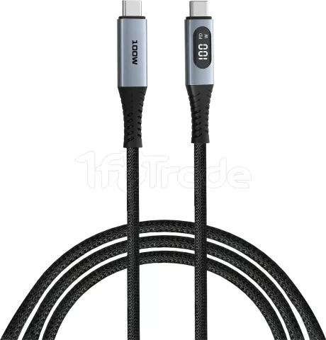 Photo de Câble Verbatim USB-C avec écran 1,2m M/M 100W (Gris/Noir)
