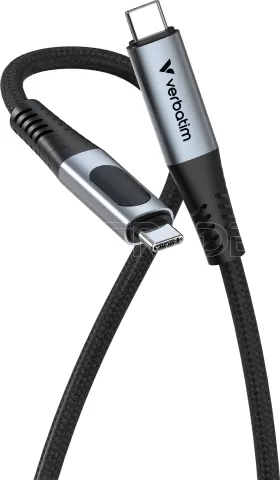 Photo de Câble Verbatim USB-C avec écran 1,2m M/M 100W (Gris/Noir)