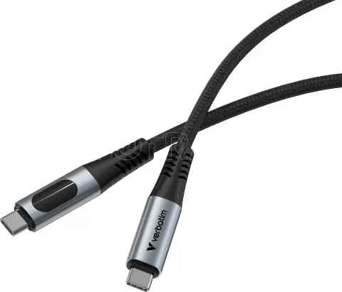 Photo de Câble Verbatim USB-C avec écran 1,2m M/M 100W (Gris/Noir)