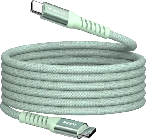 Photo de Câble Verbatim USB-C magnétique 1,2m M/M 100W (Vert)