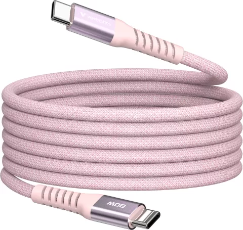 Photo de Câble Verbatim USB-C magnétique 1,2m M/M 60W (Rose)