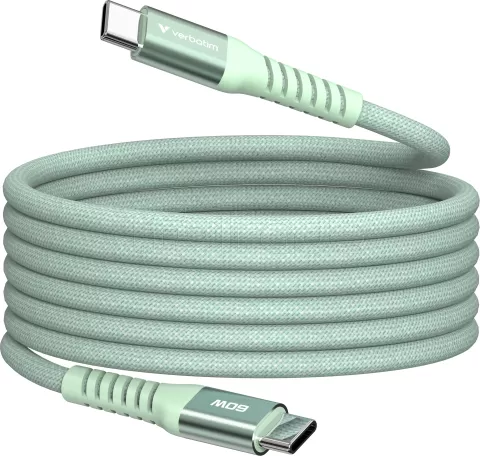 Photo de Câble Verbatim USB-C magnétique 1,2m M/M 60W (Vert)
