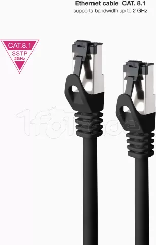 Photo de Câble/Cordon réseau RJ45 Nanocable Catégorie 8 SSTP (S/FTP) 25cm (Noir)
