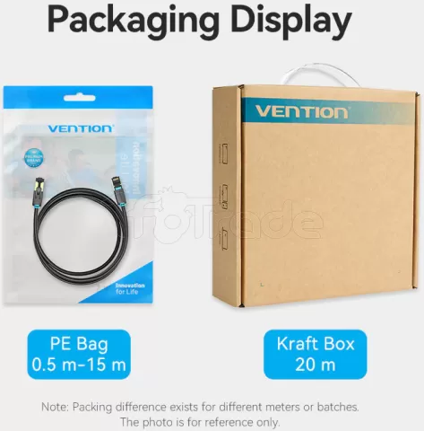 Photo de Câble/Cordon réseau RJ45 Vention Catégorie 8 SSTP (S/FTP) 10m (Noir)