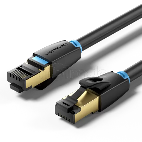 Photo de Câble/Cordon réseau RJ45 Vention Catégorie 8 SSTP (S/FTP) 1m (Noir)