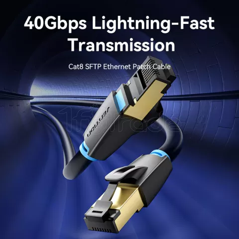 Photo de Câble/Cordon réseau RJ45 Vention Catégorie 8 SSTP (S/FTP) 5m (Noir)