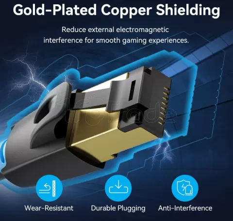 Photo de Câble/Cordon réseau RJ45 Vention Catégorie 8 SSTP (S/FTP) 5m (Noir)