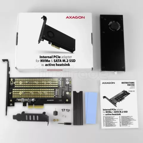 Photo de Carte Controleur PCIe 4.0 16x Axagon PCEM2-DC pour S-ATA/NVMe M.2