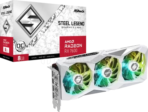 Photo de Carte Graphique AMD ASRock Radeon RX7600 Steel Legend OC 8Go