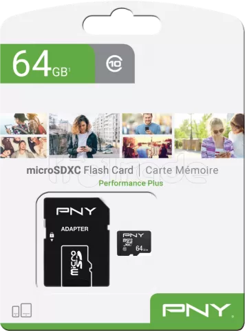 Photo de Carte mémoire Micro SD avec adaptateur PNY Performance - 64Go
