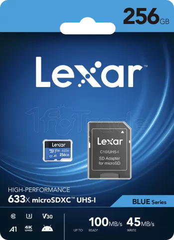 Photo de Carte mémoire Micro SD Lexar 633x - 256Go avec adaptateur