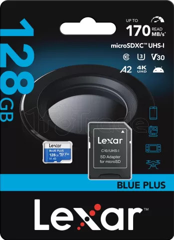 Photo de Carte mémoire Micro SD Lexar Blue Plus - 128Go