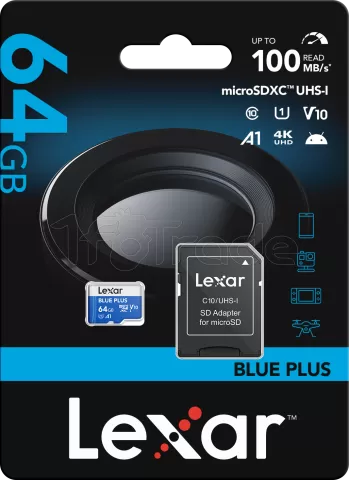 Photo de Carte mémoire Micro SD Lexar Blue Plus - 64Go