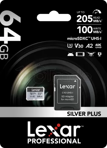 Photo de Carte mémoire Micro SD Lexar Silver Plus - 64Go