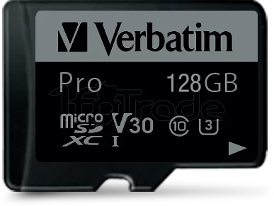 Photo de Carte mémoire Micro SD Verbatim Pro U3 - 128Go avec adaptateur