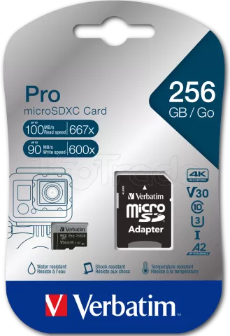 Photo de Carte mémoire Micro SD Verbatim Pro U3 - 256Go avec adaptateur