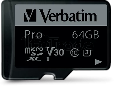 Photo de Carte mémoire Micro SD Verbatim Pro U3 - 64Go avec adaptateur