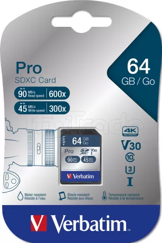 Photo de Carte mémoire SD Verbatim Pro U3 - 64Go