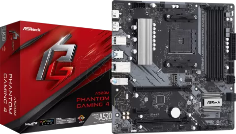 Photo de Carte Mère ASRock A520M Phantom Gaming 4 (AM4) Micro-ATX