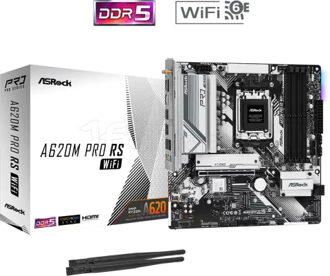 Photo de Carte Mère ASRock A620M Pro RS WiFi (AM5) Micro ATX