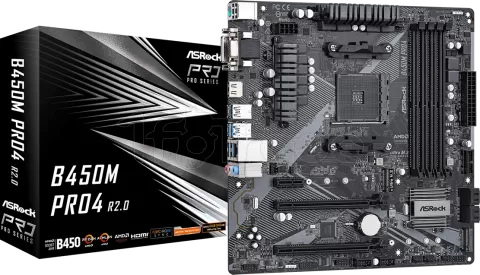 Photo de Carte Mère ASRock B450M Pro4 R2.0 (AM4) Micro ATX