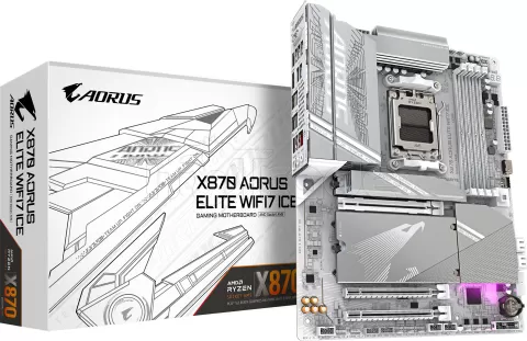 Photo de Carte Mère Gigabyte X870 Aorus Elite WiFi7 Ice (AMD AM5)
