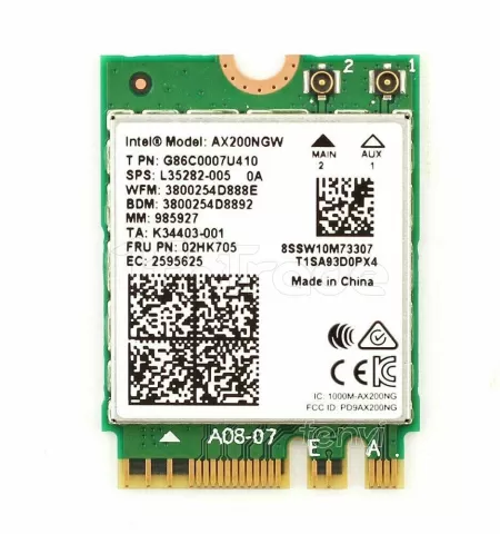 Photo de Carte Réseau M.2 Type 2230 Intel WiFi Wi-Fi 6 AX200 + Bluetooth 5.0 (U310 / 02HK704)