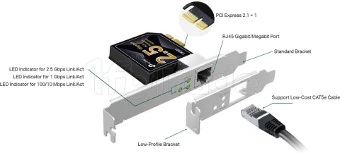 Photo de Carte Réseau PCIe RJ45 TP-Link TX201 - 2,5Gbits