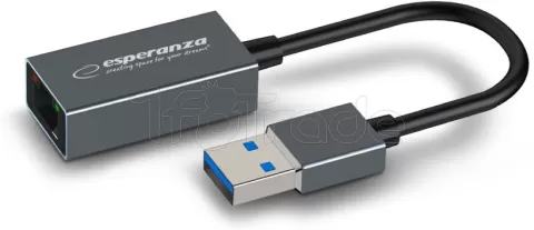 Photo de Carte Réseau USB 3.0 Esperanza ENA101 vers RJ45 Gigabit (Noir)