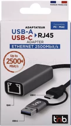 Photo de Carte Réseau USB 3.0 Type A/C T'nB vers RJ45 2500Mbits(Gris)