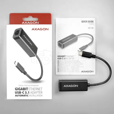 Photo de Carte Réseau USB-C 3.1 Axagon ADE-SRC vers RJ45 Gigabit (Gris)