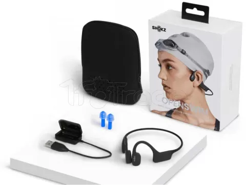 Photo de Casque Ecouteurs sans fil à conduction osseuse Shokz OpenSwim (Noir)