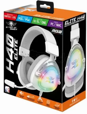 Photo de Casque Gamer filaire Spirit of Gamer Elite H40 RGB (Blanc)