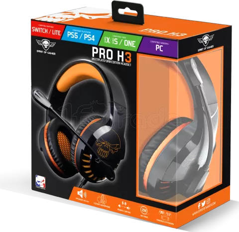 Photo de Casque Gamer filaire Spirit of Gamer Pro H3 (Noir/Orange)