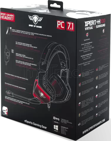 Photo de Casque Gamer filaire Spirit of Gamer Xpert-H100 7.1 (Noir/Rouge)